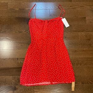 Reformation Helm Sleeveless Minidress - Ditty (Red w/ White Polka Dots), Size 4